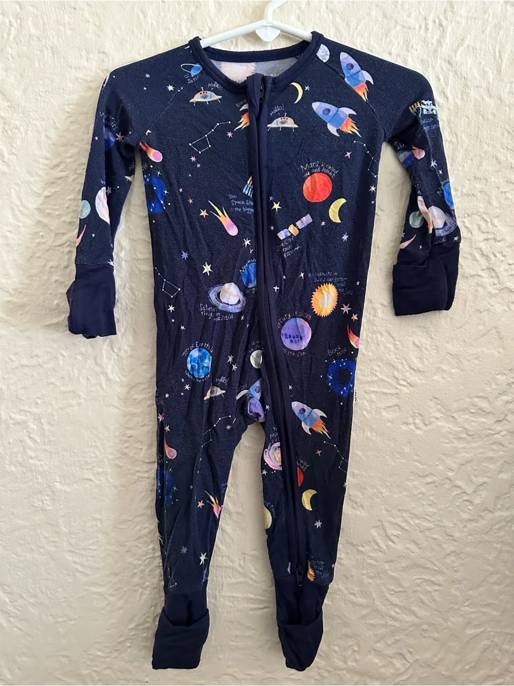 Little Sleepies Solar Explorers Dark Blue Bamboo Zippy Sleeper 3-6 Months Planet